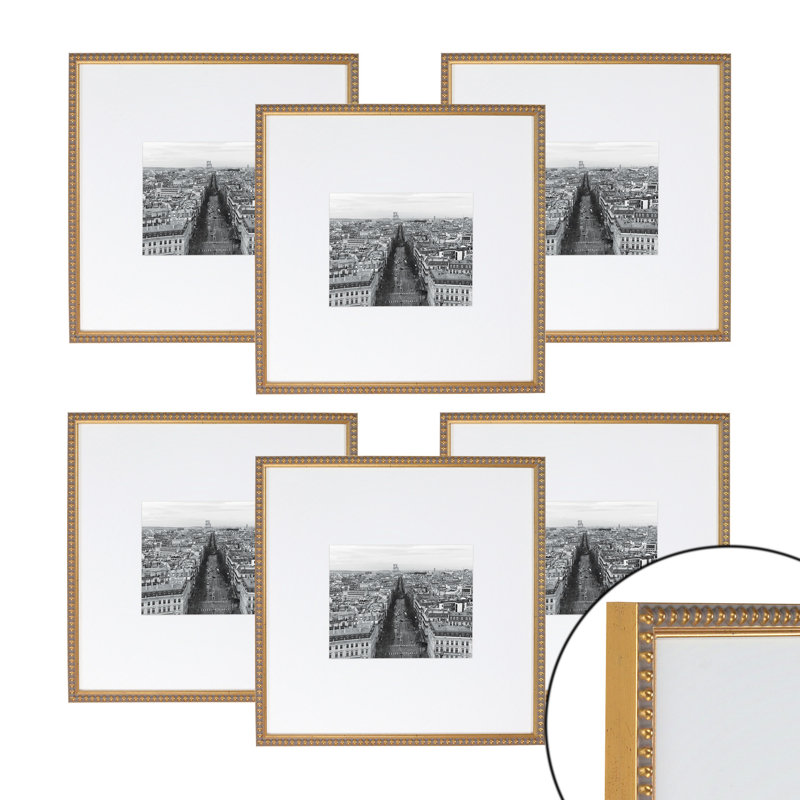Cadre photo en bois - ensemble de 6, Or, 8 po x 10 po