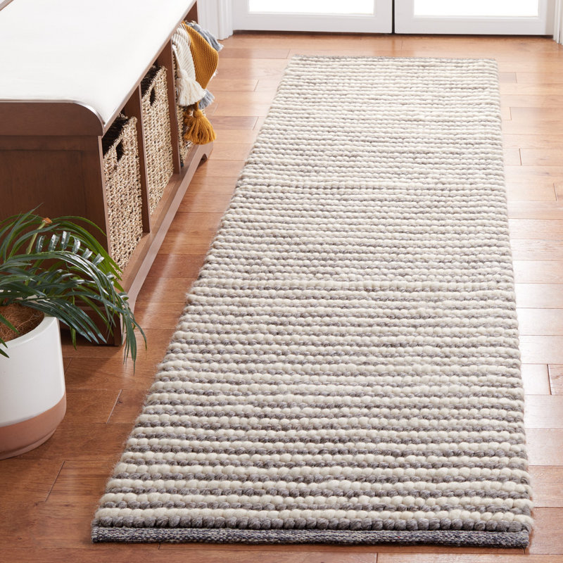 Msr Natura 9650 Martha Stewart Hand Woven Wool And Cotton Rug, Runner 2'3" x 9', Ivory/Dark Brown
