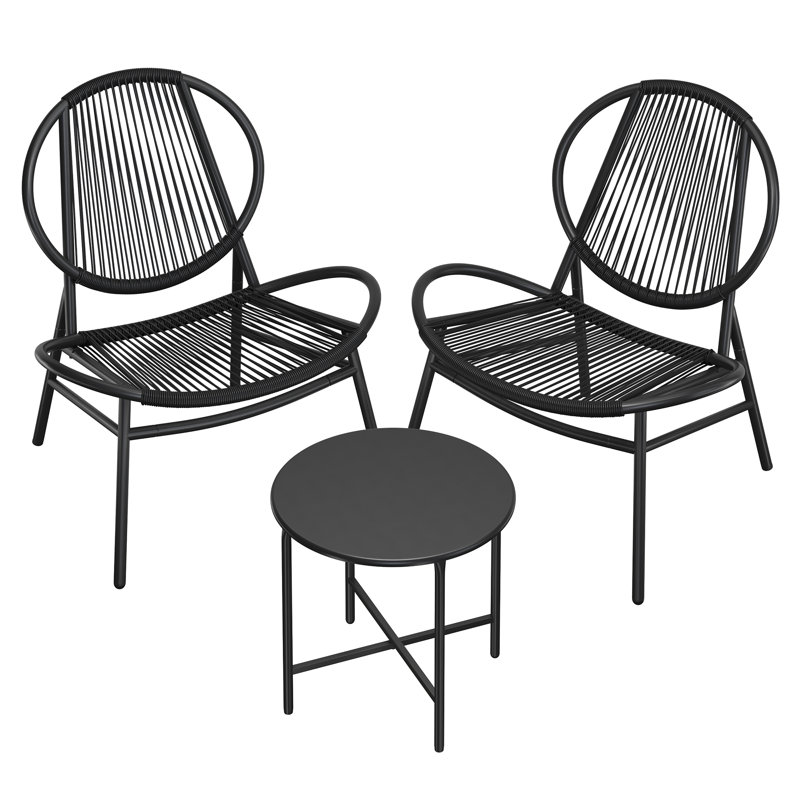 Garden Bistro Set,  Acapulco Chairs, Black