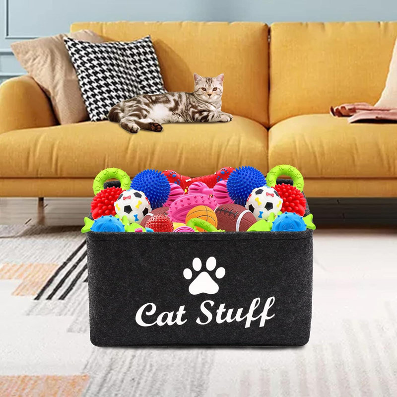 Cat Apparel & Accessories/Cat Toys/Pet Supplies Storage Basket/Bin With Handles, Collapsible & Convenient Storage Solution For Office, Bedroom, Closet, Toys, Laundry