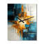 Horloge murale abstraite à motif fractal abstrait bleu sarcelle doré-98992565