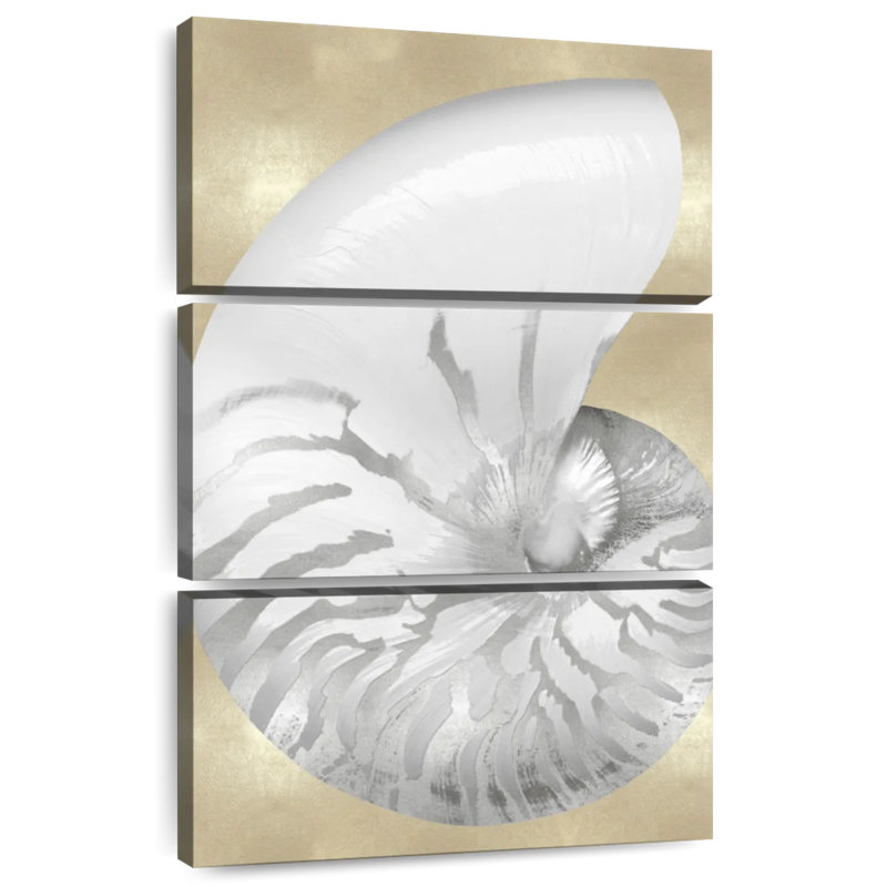 Silver pearl shell on gold i Aletra, H 57 po x l 36 po