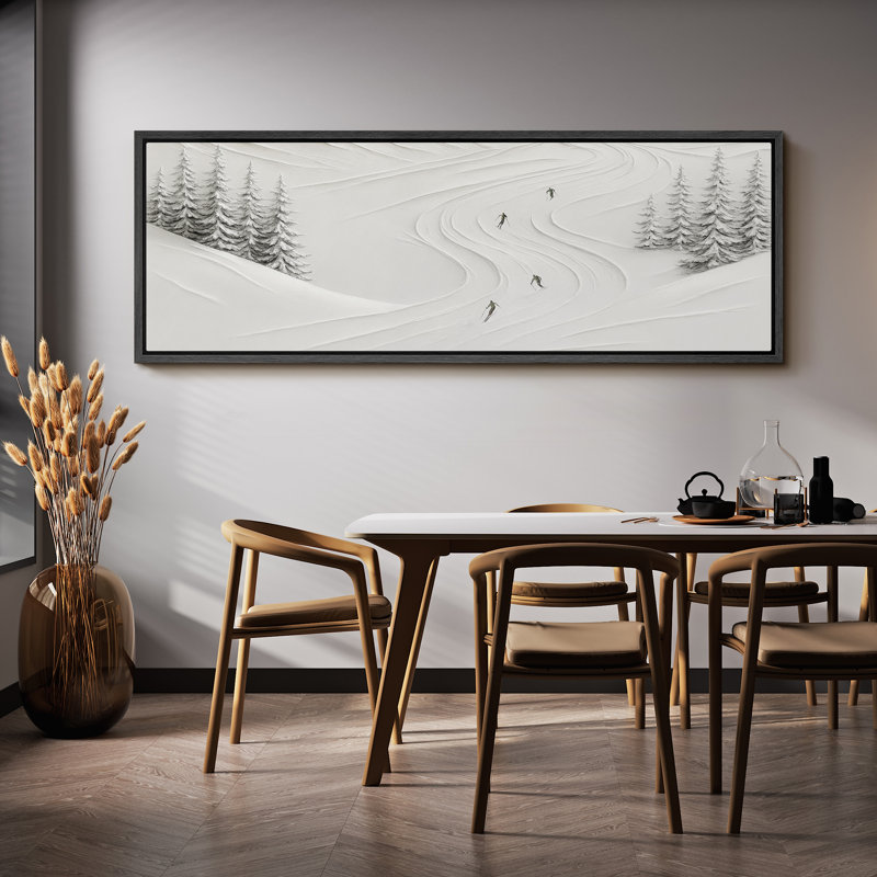 Impression sur toile encadrée, paysage d'hiver, H 20 po x l 60 po, Noir