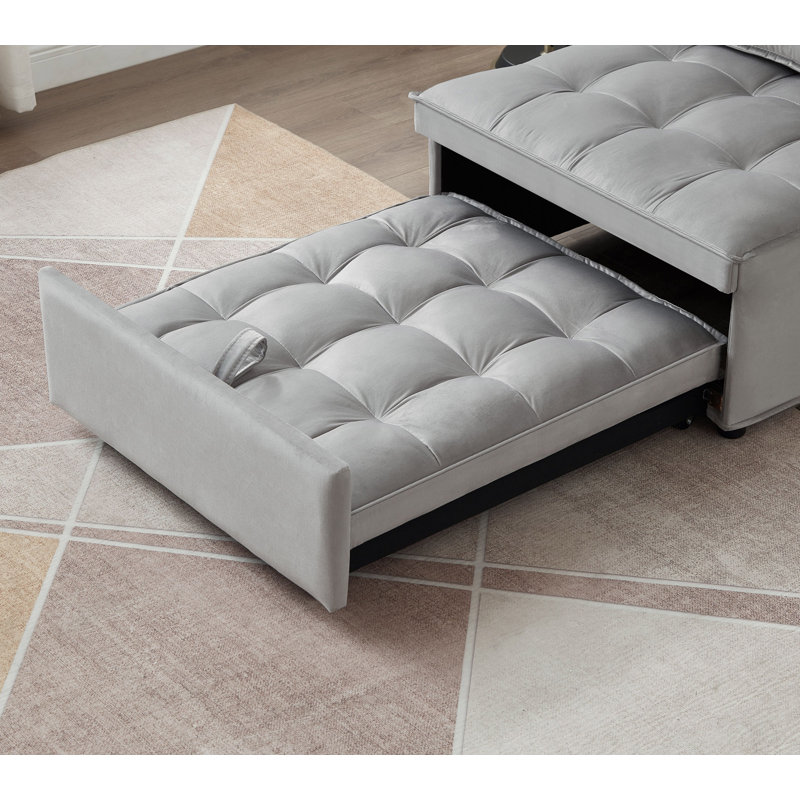 Canapé-lit convertible, canapé-lit simple en tissu de velours moderne, canapé-lit avec 1 coussin de dossier et dossier amovible, canapé-lit inclinable confortable pour le bureau et le salon