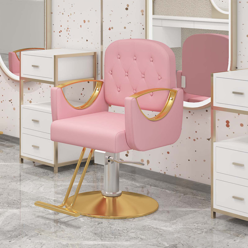 Fauteuil de barbier sur 360 degrés pivotant sur roulettes, fauteuil de barbier, capacité jusqu'à 330 lb, équipement de spa tout usage, rose