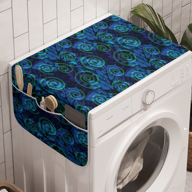 East Urban Home Abstract Washing Machine Organizer Pack of 2 47" x 18.5" Blue Indigo and Green