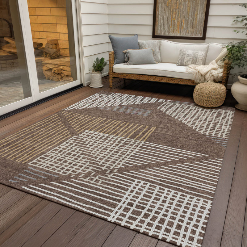 Machine Washable Indoor/Outdoor Jenning ACN2270 Stripes Rug, Rectangle 3' x 5'