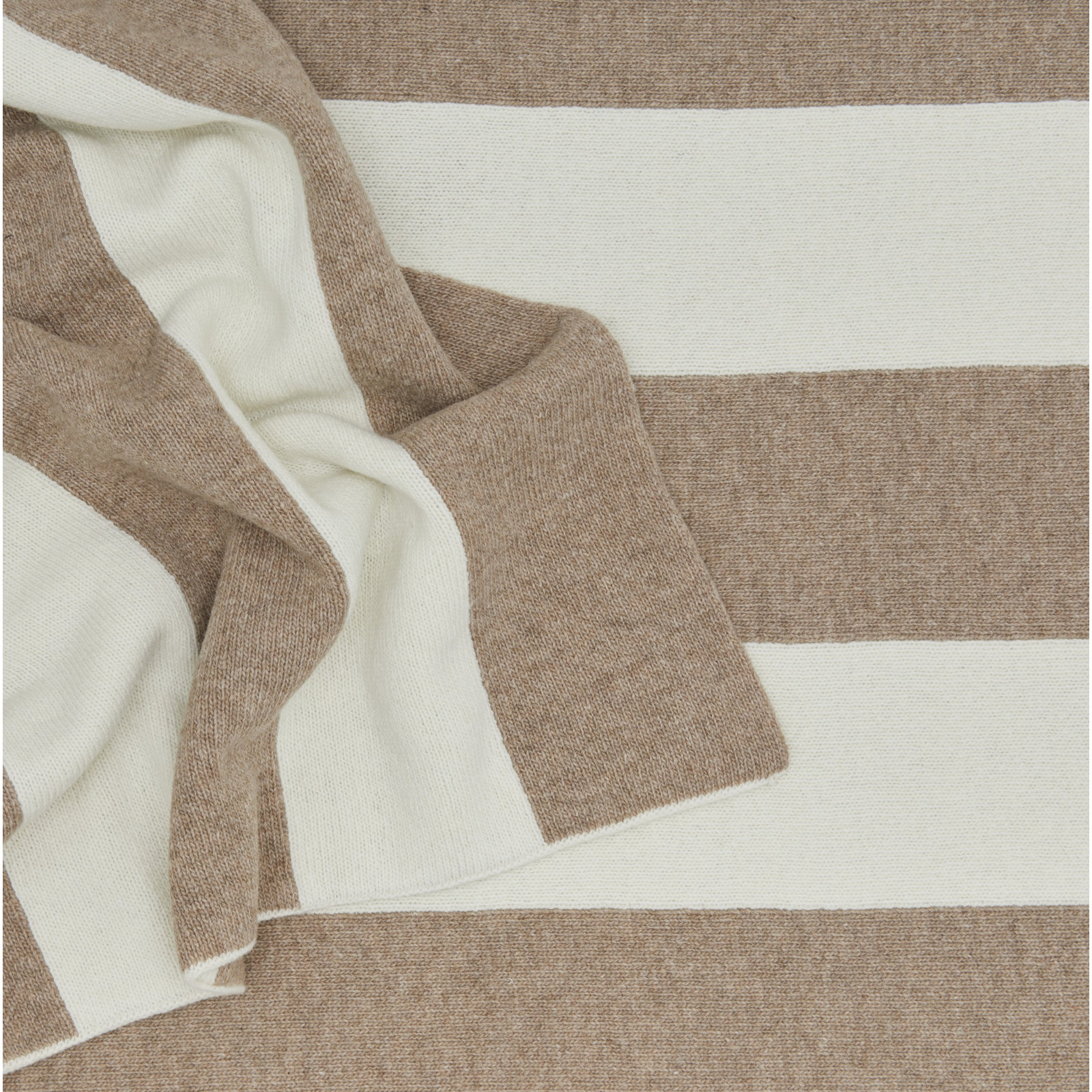 Simple Striped Throw Blanket, Ivory/Flax