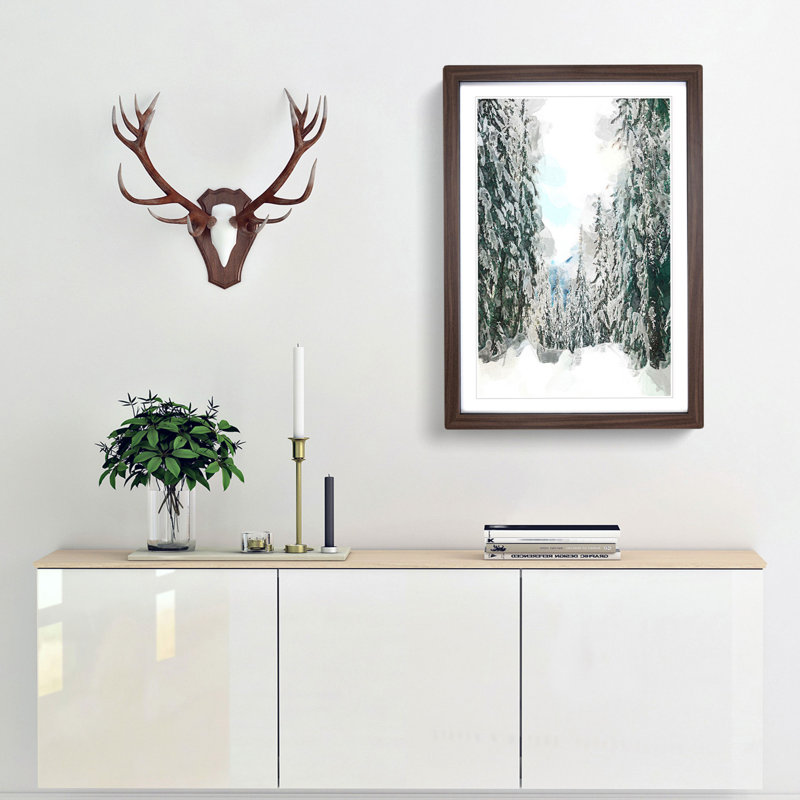 Winter Trail in Abstract - Picture Frame Graphic Art Print, 91cm H x 60cm W x 2cm D, Walnut
