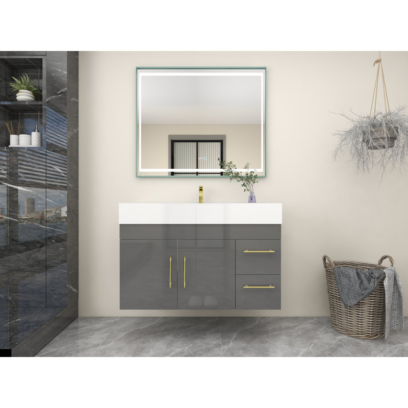 Ensemble de meuble-lavabo simple 42 po, Gris ultrabrillant