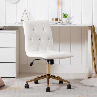 Uriel Minimalist Faux Leather Armless Swivel Rolling Task Chair