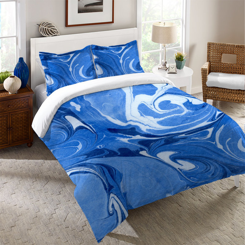 Taie décorative abstraite en marbre bleu océan