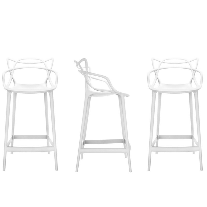 Upholstered Counter Stool, White