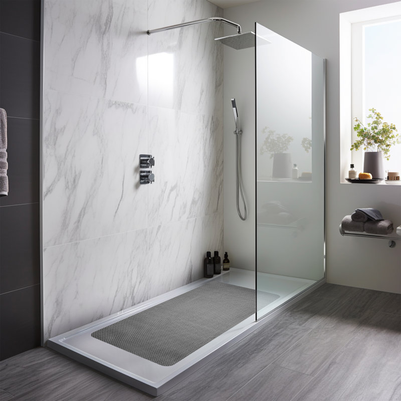 Plastic / Acrylic Shower Mat, Gray/Brown, 60cm, 90cm