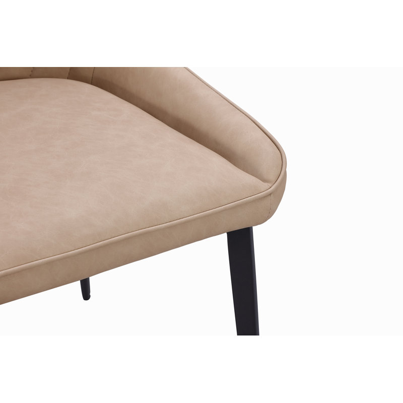Rehnberg Metal Leg Upholstered Dining Chair In Penny Velvet And Gunmetal, Tan, Matter Black