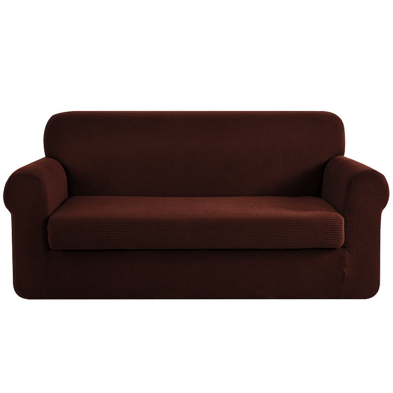 Stretch Box Cushion Sofa Slipcover with Cushion Cover, Chocolate