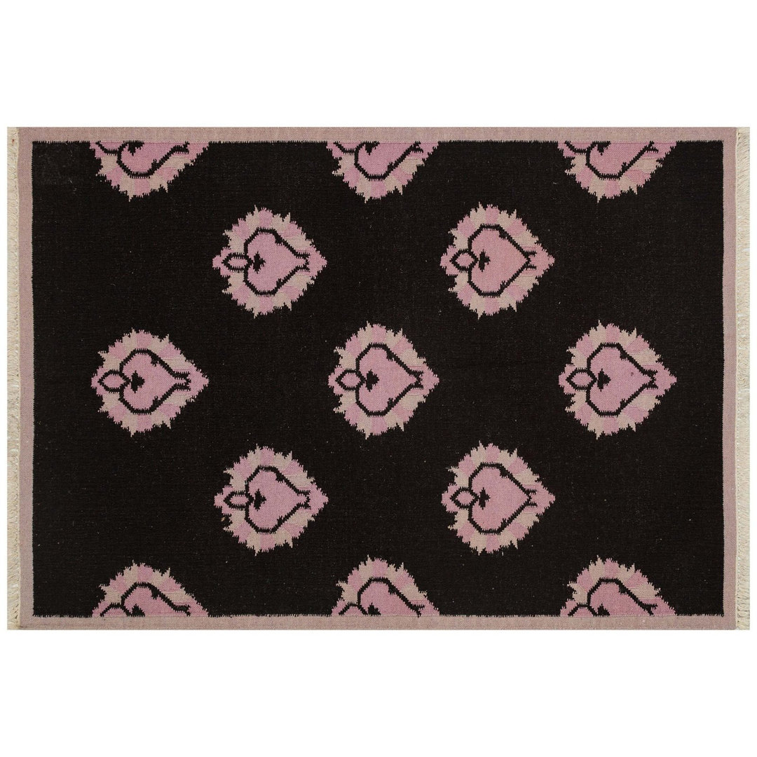 Kilim Pink Geometric Wool Handmade Area Rug
