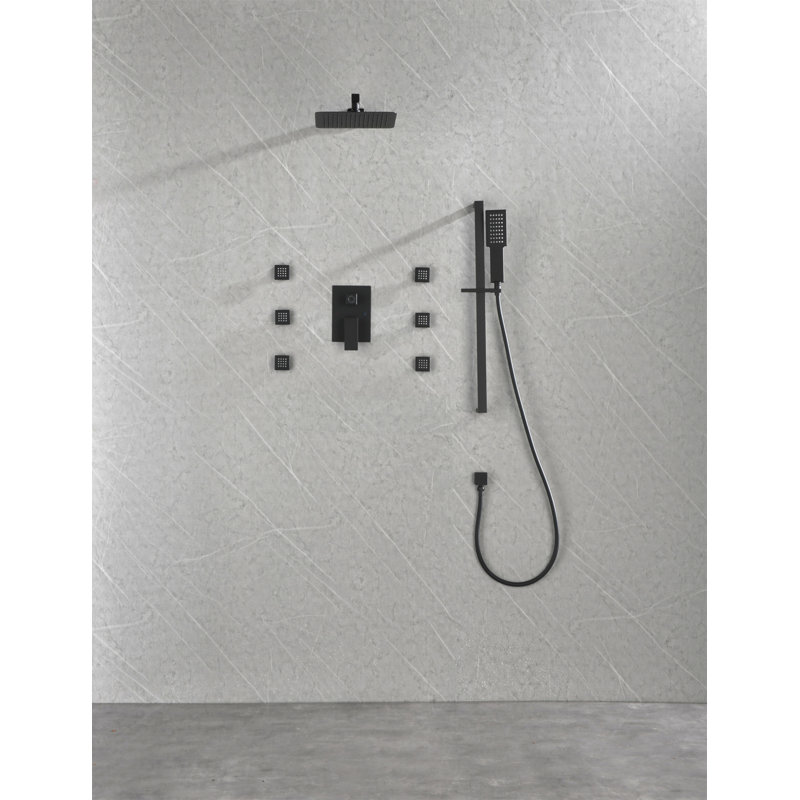 Wall Mounted Shower System With 6 Body Sprays And Hand Shower