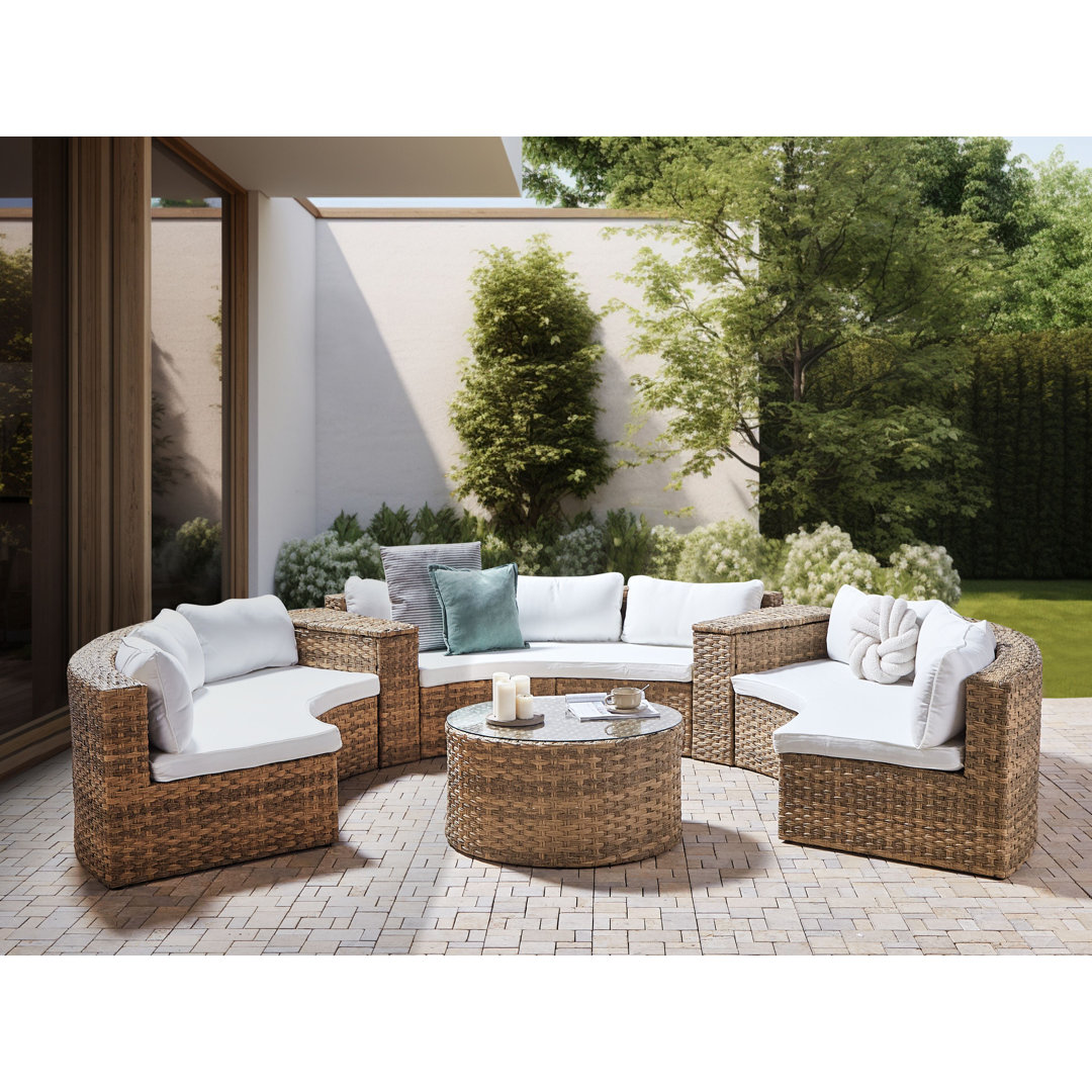 9 Seater Garden Lounge Light Brown Nebeyu
