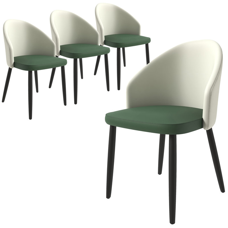 Ensemble de 4 chaises rembourrées Kaylahni, Taupe / vert
