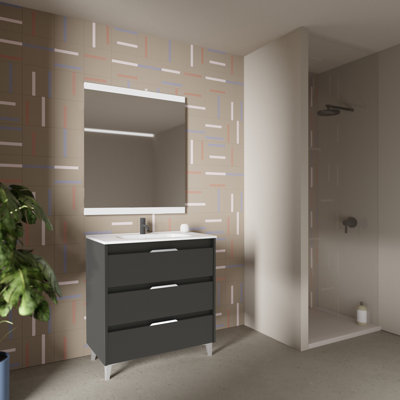 Jerius 600 mm Freestanding Single Vanity with Integrated Ceramic Basin