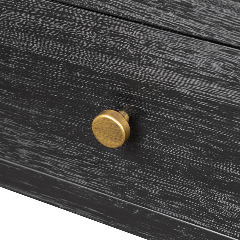 Sullivan Small Nightstand-Saddle Tan, Brushed Black Acacia Solid