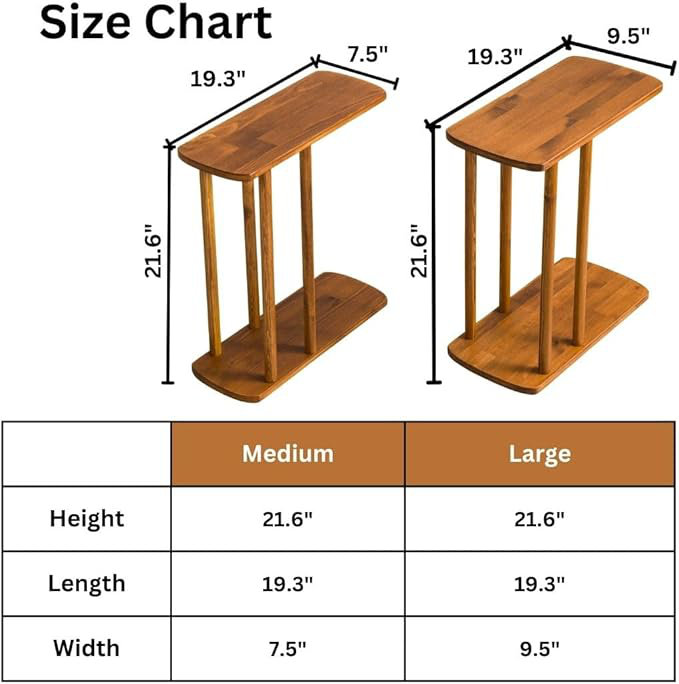 East Urban Home C-Shaped Solid Wood End Table, Side Table for Couches ...
