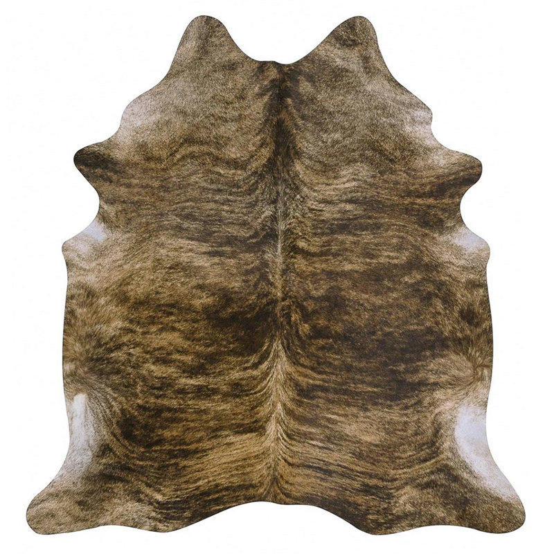 Tapis en cuir de vache Haden Brindle - Tapis en cuir véritable, Nouveauté de 5 pi 6 po x 6 pi 6 po