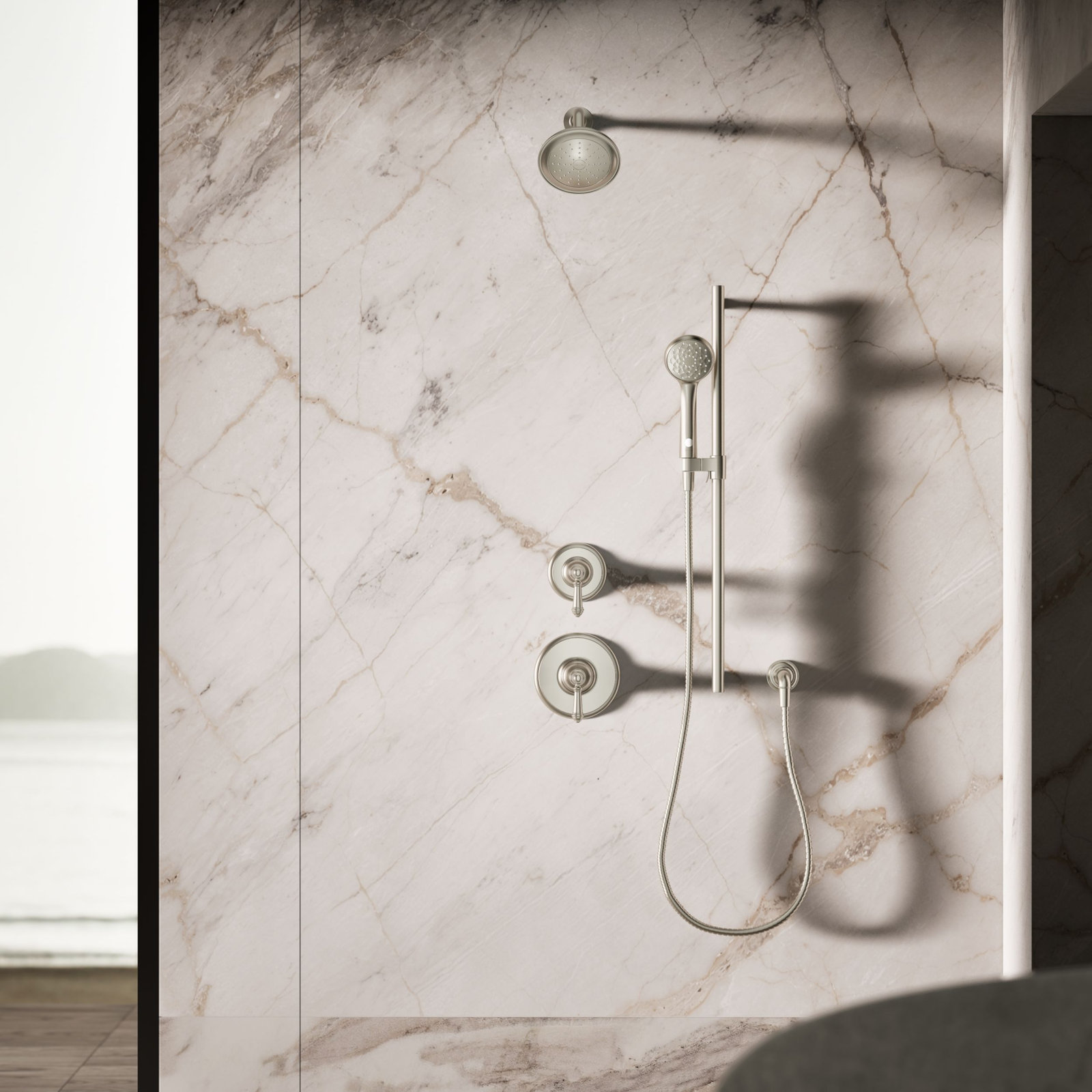 Awaken B90 Handheld Shower Head with Eco-Boost, Vibrant Brushed Nickel
