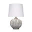 Lampe de table Riz, 20 po, céramique émaillée, gris argenté, lin blanc