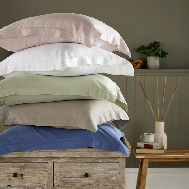 Syvester Linen Blend Standard Oxford Pillowcase - Set of 2, Green