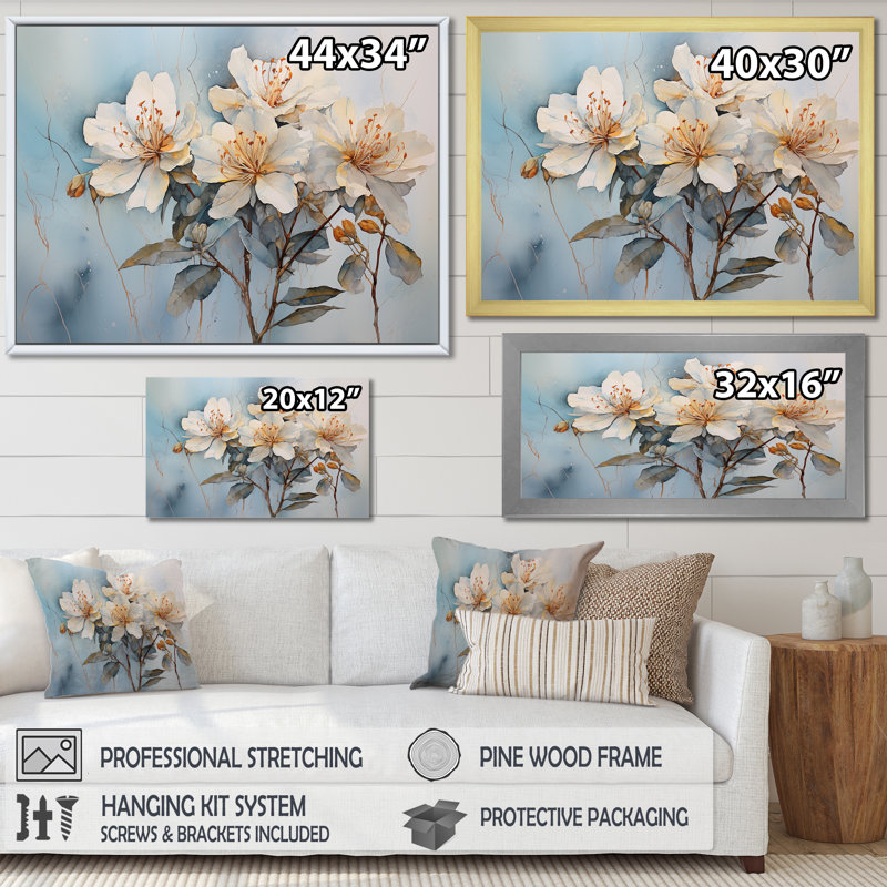 " Essence Of Rhododendron Simplicity ", 24" H x 32" W x 1" D, Black Floater Framed