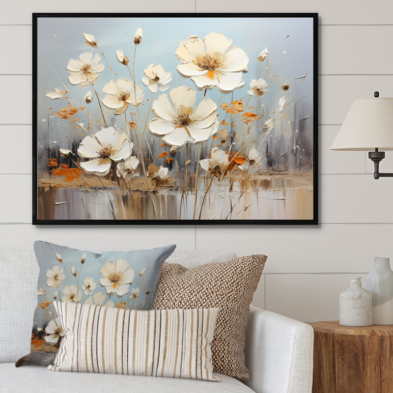 " Meadow Whispers Of Spring II ", 34" H x 44" W, Black Floater Framed