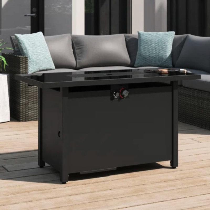 Foyer de table H 25 po x l 42 po - Chaleur, acier, pour foyer d'extérieur en acier, aires