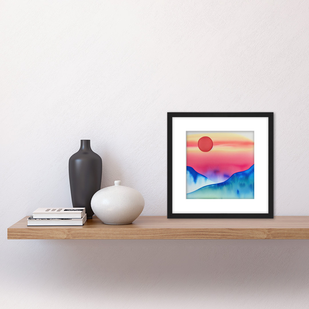 Landscape Sun Sunset Watercolour - Single Picture Frame Painting