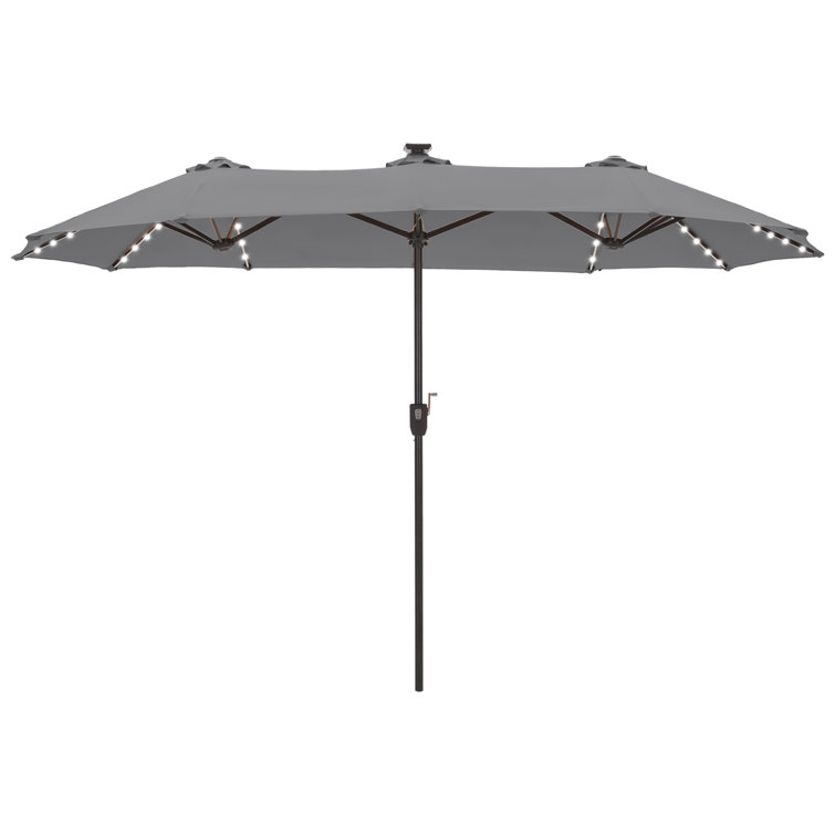 Jacobo 156'' x 78''Rectangular Lighted Market Umbrella with  16 Colour Changing Light