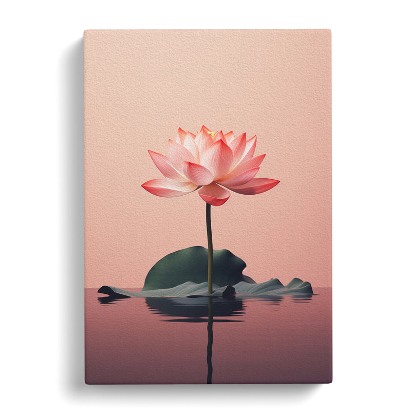 Lotus Flower Minimalism - Wrapped Canvas, 50cm H x 35cm W x 3cm D