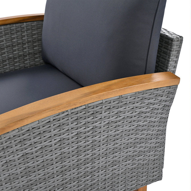 Ensemble de meubles de patio en rotin 9 pièces, ensemble de conversation extérieur avec pieds et plateau en bois d'acacia, ensemble de canapé modulaire en rotin PE avec table basse, coussin lavable