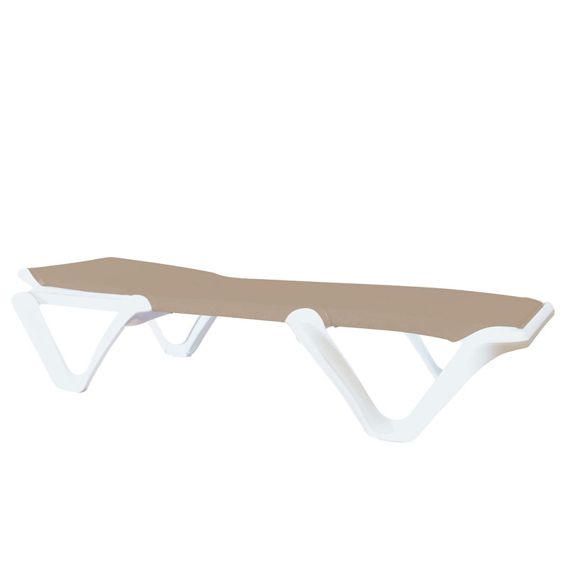 Chaise longue inclinable Nautical, Beige, Blanc