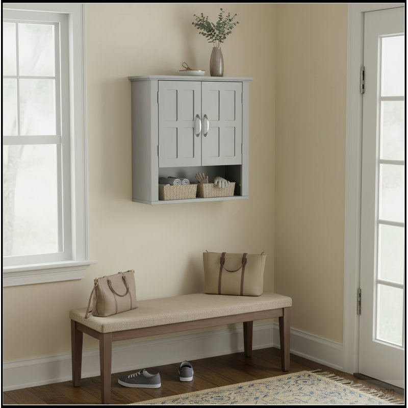 Armoire de rangement murale pour salle de bain, armoire murale multifonctionnelle avec tablettes réglables, armoire à pharmacie pour la salle de lavage et la cuisine et le salon, gris