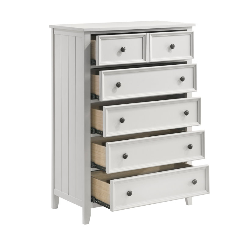 Celeste 60'' Chest — 5-Drawer Storage · Off-White Finish