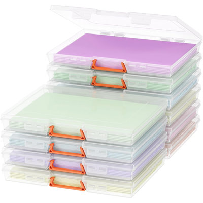 10 Pcs Plastic Multi-purpose Storage Box With Handle, Labels, 10 Zipper Pouches, Translucent A4, 8.5 X 11 Letter Size Paper Storage, Storage Containers For Projects, Craft, File, Art Supplies