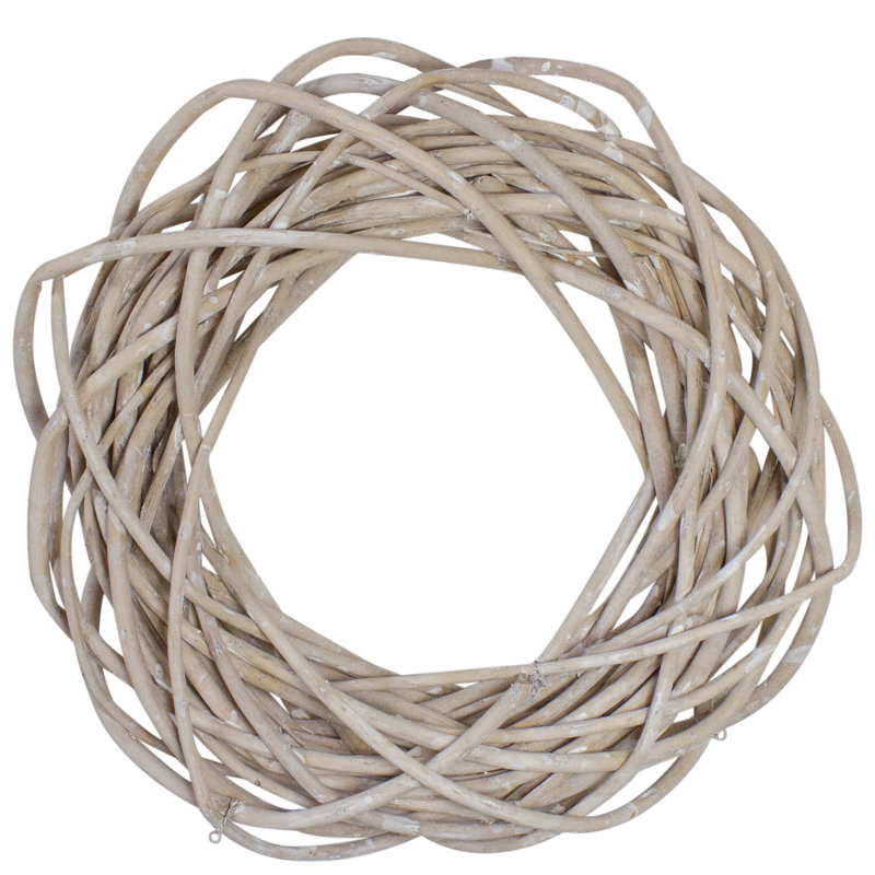 Couronne de brindilles de saule naturel, H 12 po x l 12 po x P 3,5 po