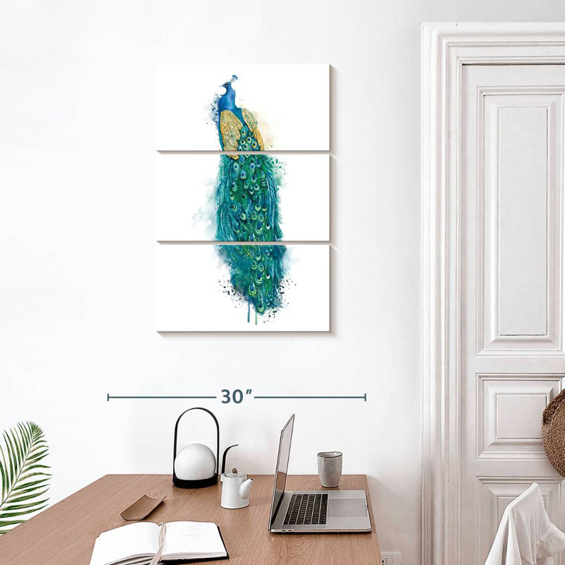 Brampt Blue Peacock Splatter, 32" H x 20" W