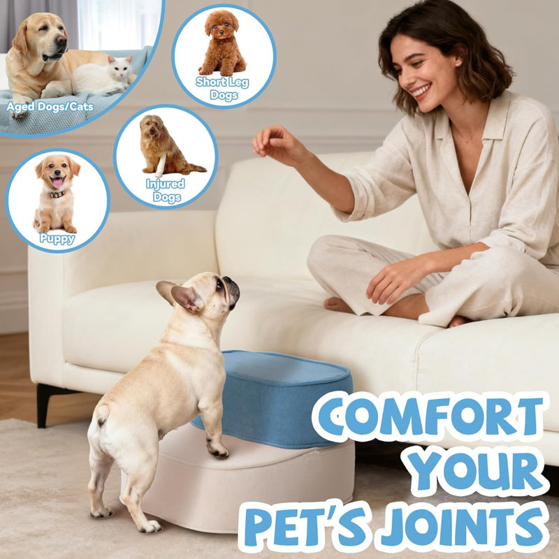 Escaliers pour chiens H 11,8 po, lit 2 en 1 pour escaliers pour chiens, Bleu