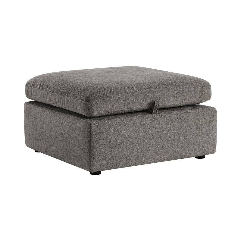 Winfree 33.9" Wide Rectangle Storage Ottoman, Fossil Gray