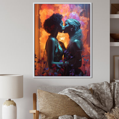 " Retro Love Couple Kissing "