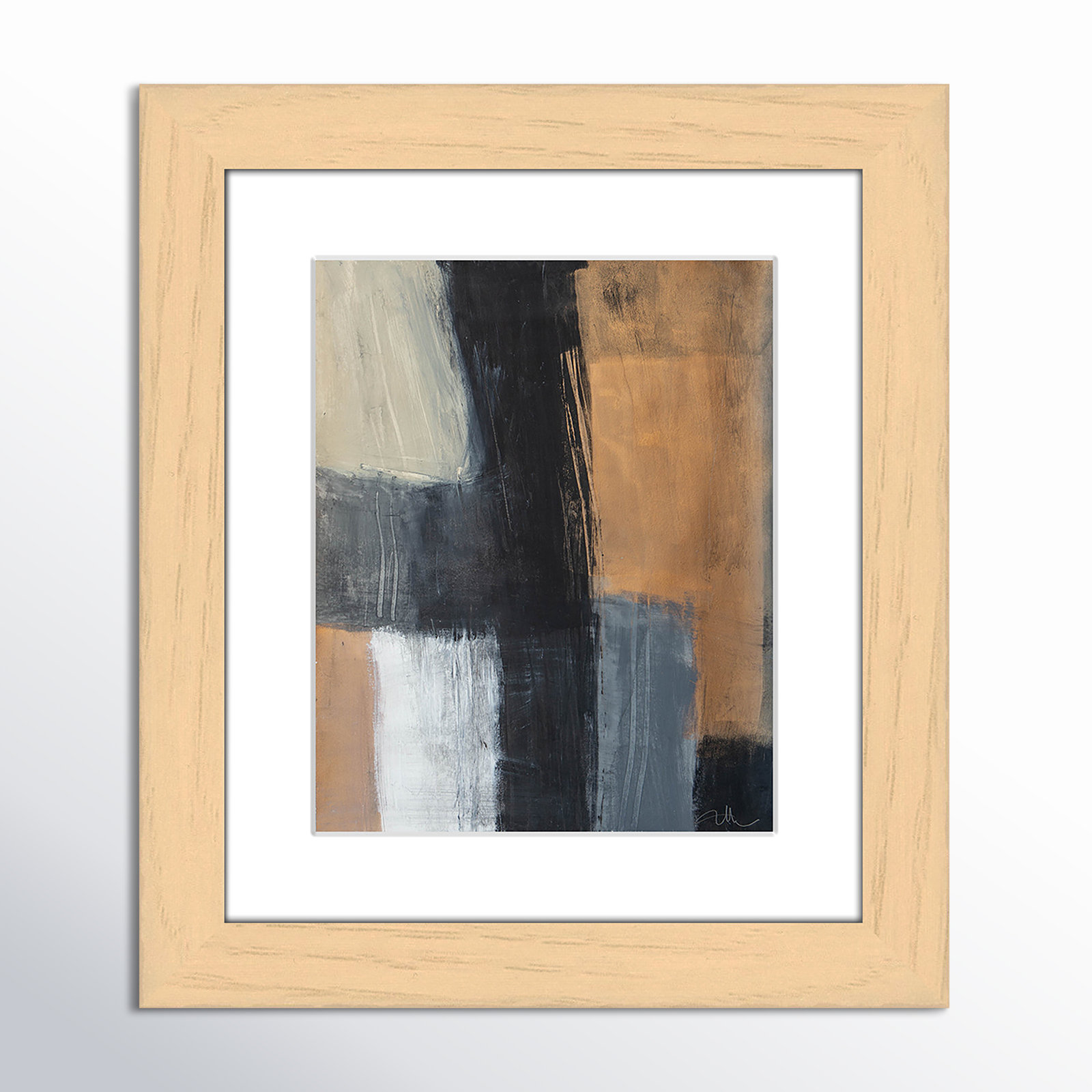 Calderon "Metallic Slate II" Print, 16.5" H x 14.5" W x 1.25" D, Natural Cube Frame Matted