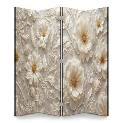 Cloison pliante 6 panneaux paravent Royal Elegant Gold Floral Vintage Botanical Flowers Soft