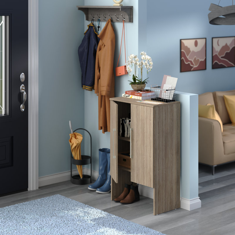 Shelving Base Unit With Modern Door Pair, Brown